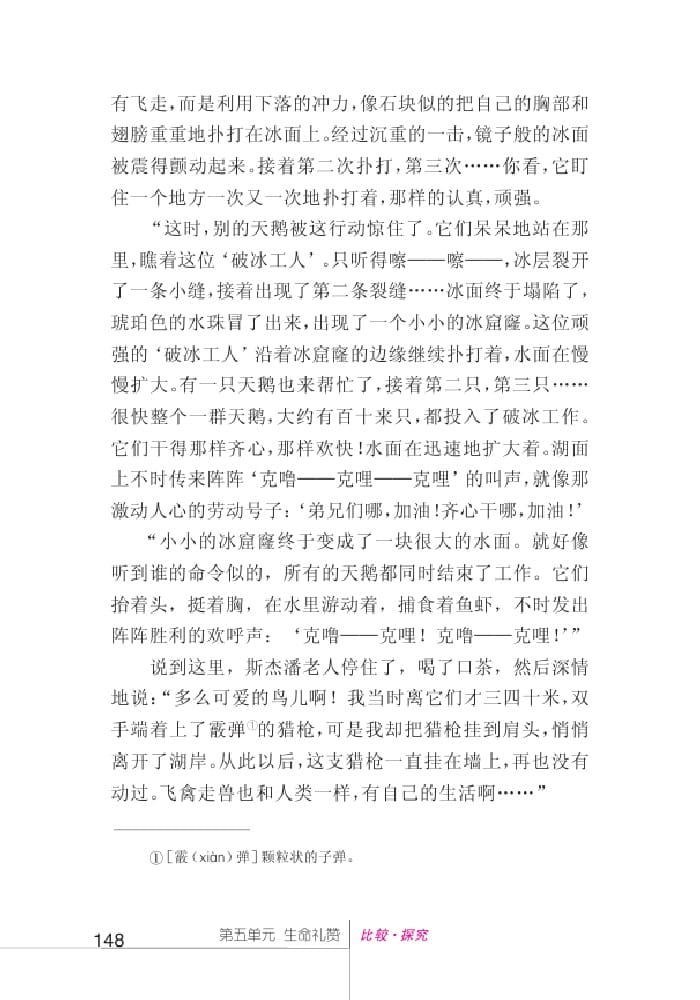 北師版七年級(jí)上冊(cè)語(yǔ)文課本天鵝的故事
